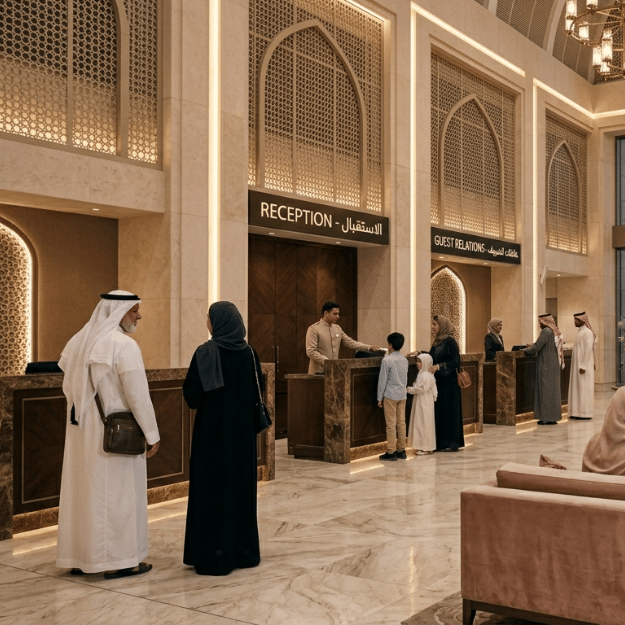 الوصول وأداء مناسك العمرة